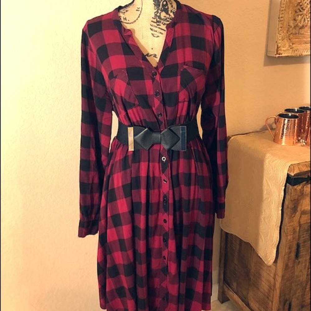 Torrid Red and Black Plaid Dress